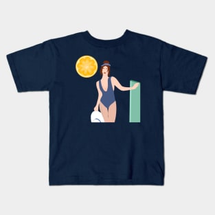 Woman at the beach 12 Kids T-Shirt